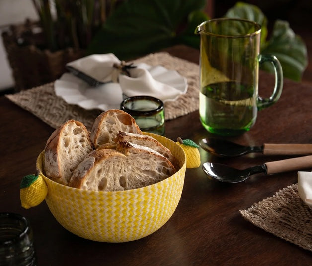 Lemon Handwoven Iraca Bread Basket