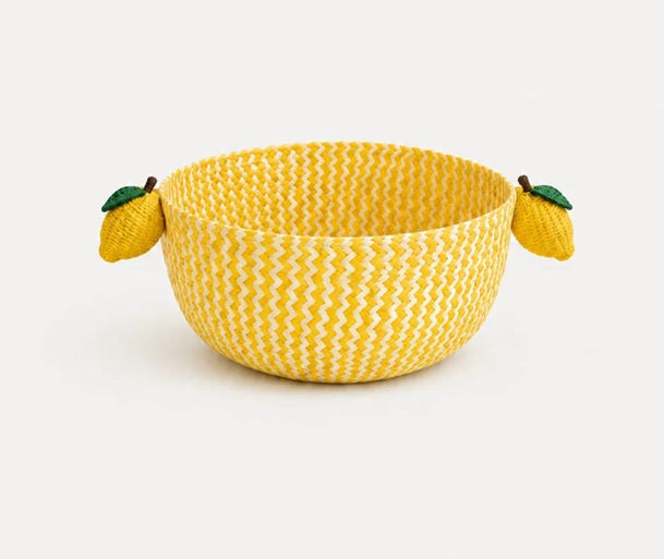 Lemon Handwoven Iraca Bread Basket