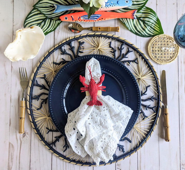 Coral Coastal Handwoven Iraca Placemat