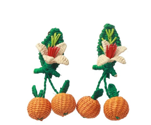 Orange Blossom Handwoven Iraca Earrings - MacondoForever