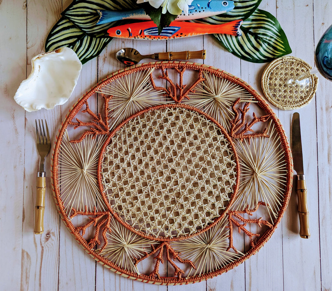 Coral Coastal Woven Placemat