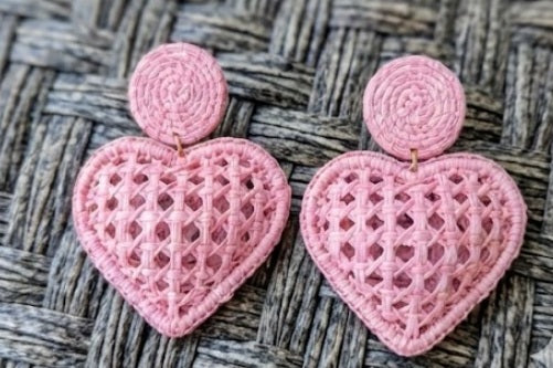 Heart Handwoven Iraca Palm Earrings
