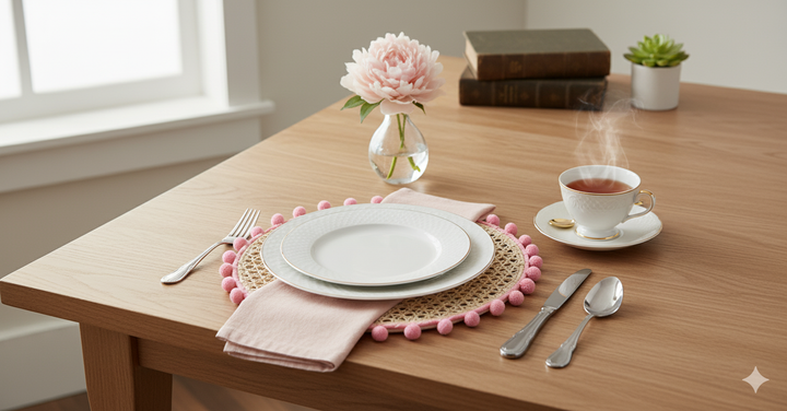 Pom-Edge Handwoven Iraca Placemat