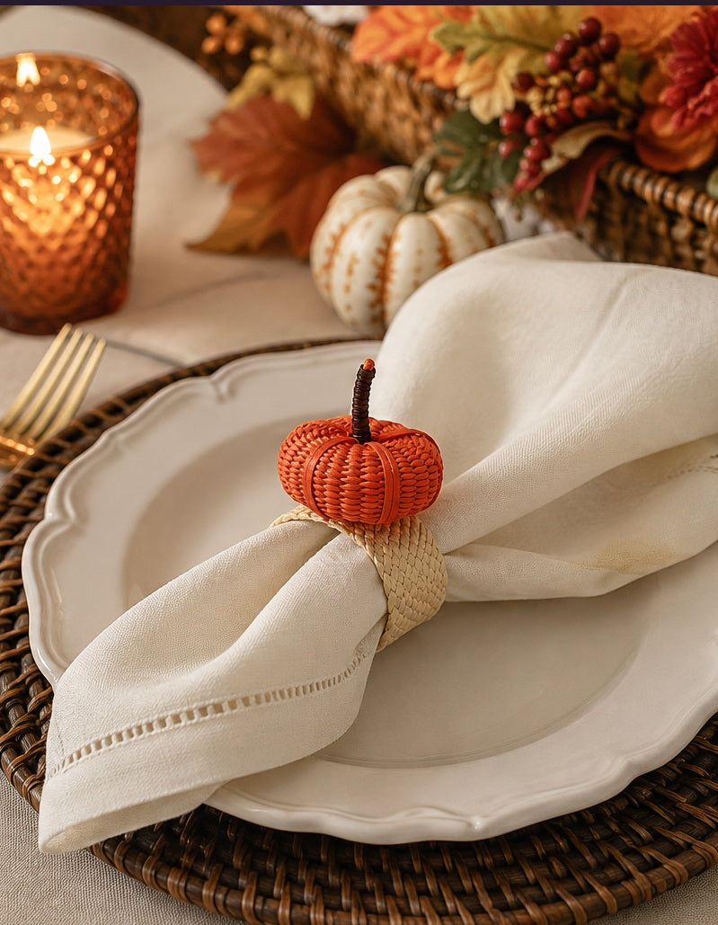 Pumpkin Handwoven Iraca Palm Napkin Ring