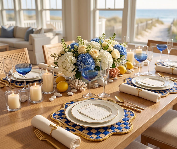 Checkerboard Scalloped Handwoven Iraca Placemat