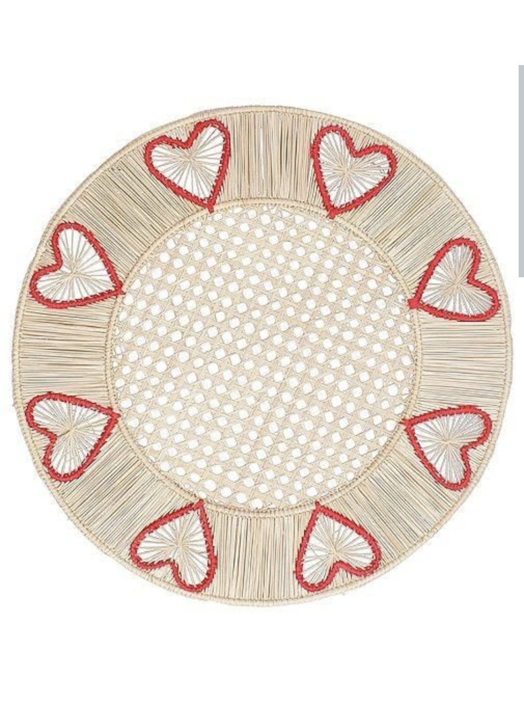 Valentine Hearts Iraca Woven Placemat