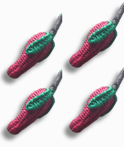 Spicy Red Chili Iraca Woven Charm Set Pack of 4