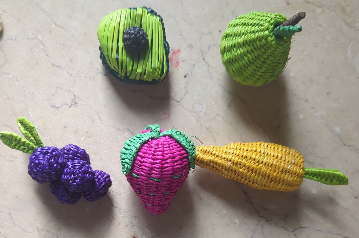 Strawberry Iraca Woven Charm Set Pack of 4