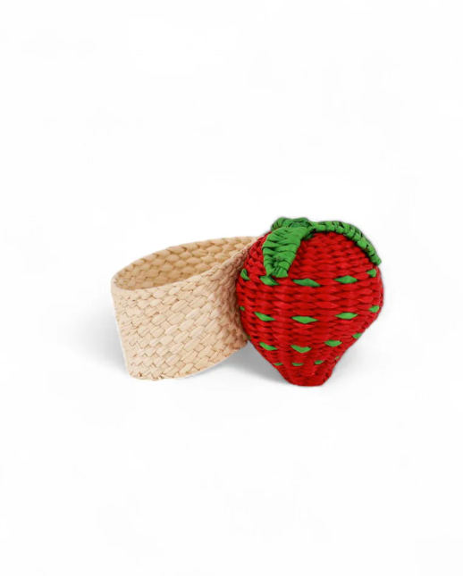 Strawberry Iraca Woven Charm Set Pack of 4