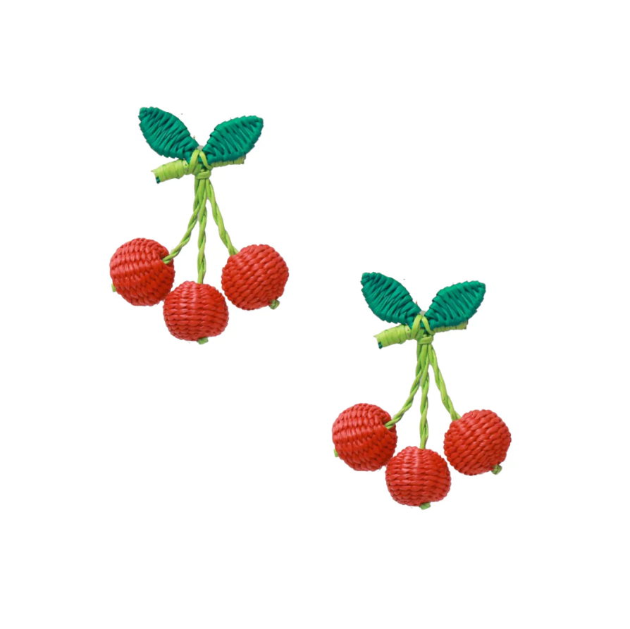 Cherry Handwoven Iraca Palm Earrings