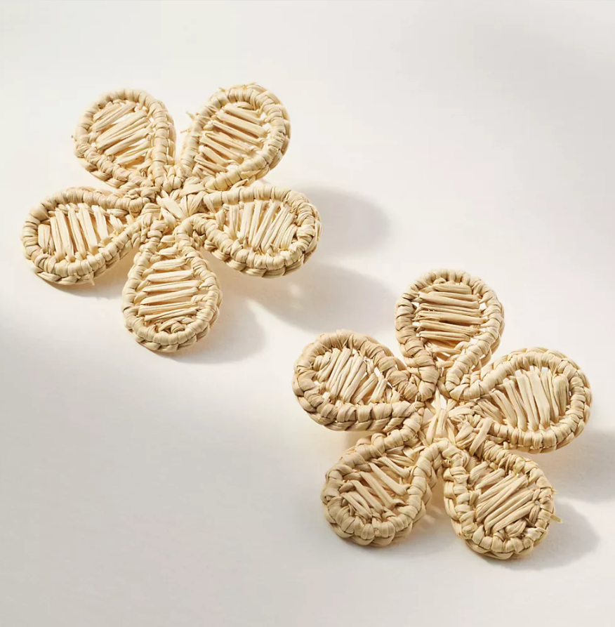 Daisy Handwoven Iraca Earrings