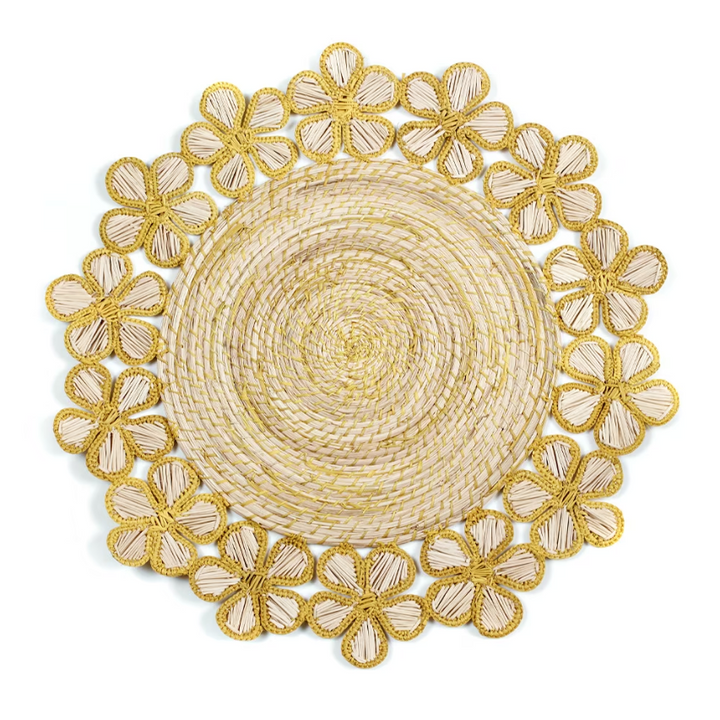 Plumeria Handwoven Iraca Placemat