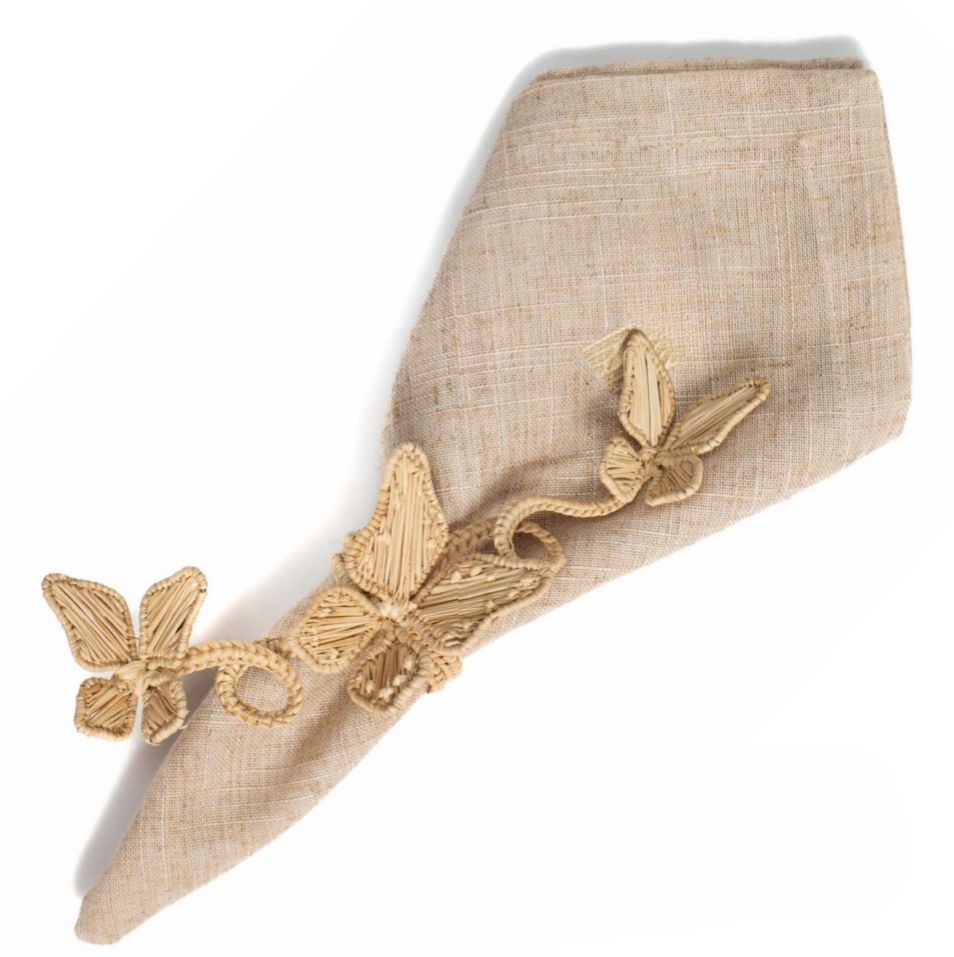 Mariposas Handwoven Iraca Napkin Ring