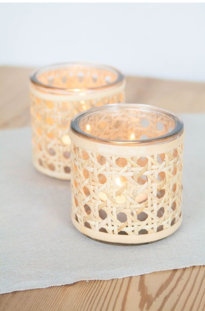 Solana Handwoven Iraca Candle Sleeves (Set of 2)
