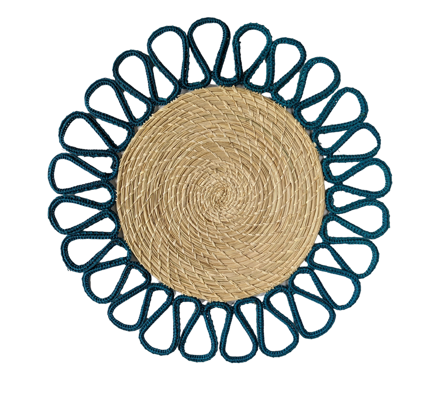Handwoven Round Waves Placemat in Blue Macondo Forever