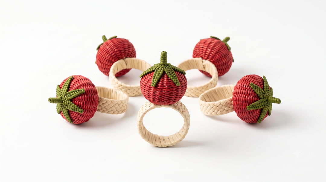 Tomato Handwoven Iraca Napkin Ring