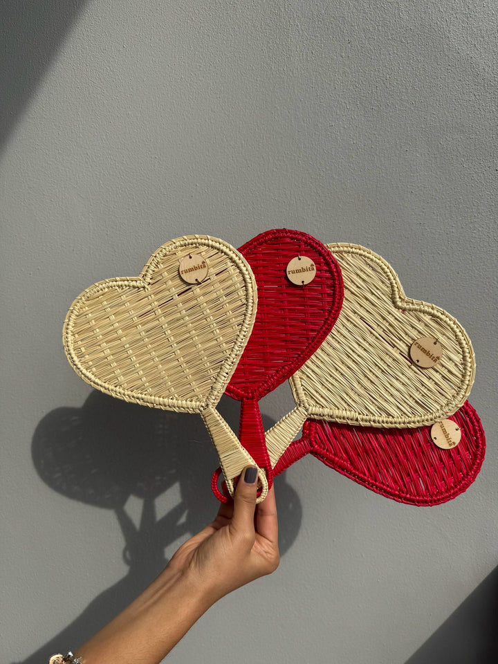 Heart-Shaped Handwoven Iraca Palm Fan