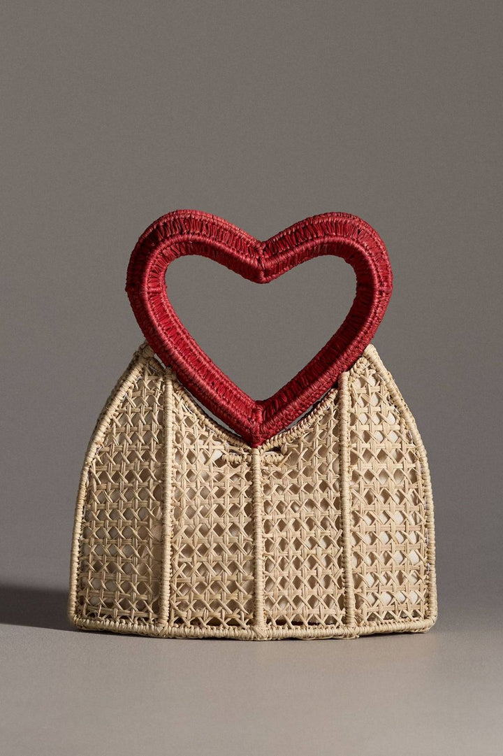 Heart Red Handle Handwoven Iraca Purse