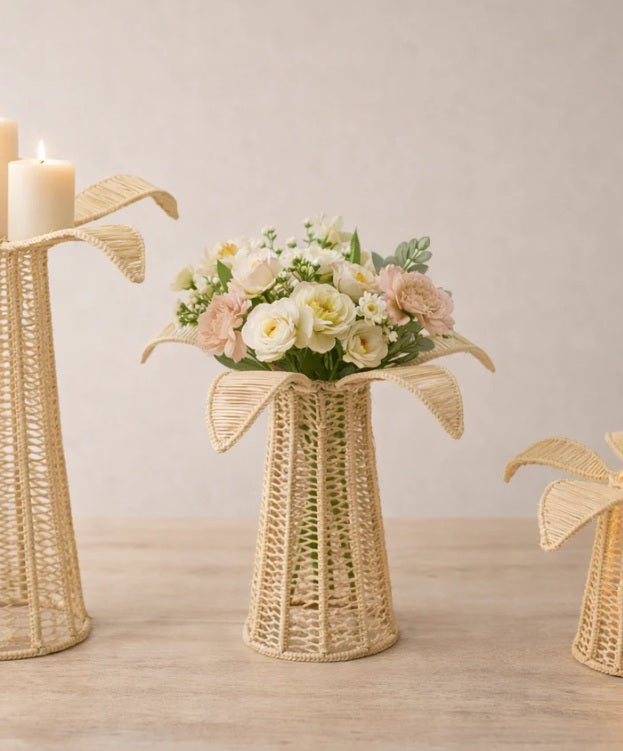 Macondo Forever Palm Handwoven Iraca Candle Stand - Thumbnail 4