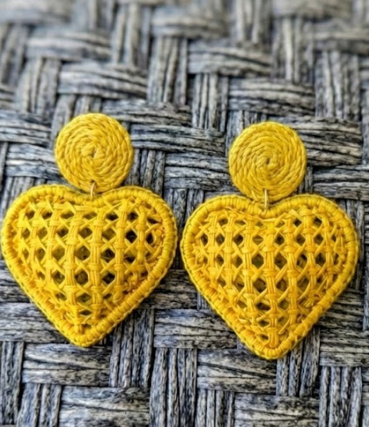 Heart Handwoven Iraca Palm Earrings
