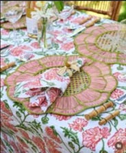 Blush Bloom Handwoven Iraca Placemat - Lilly Pulitzer Inspired Style