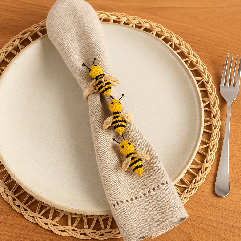Busy Bees Handwoven Iraca Napkin Ring