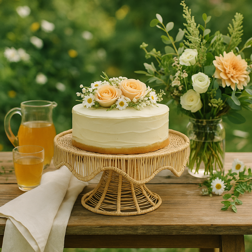 Woven Scallop Round Cake Stand