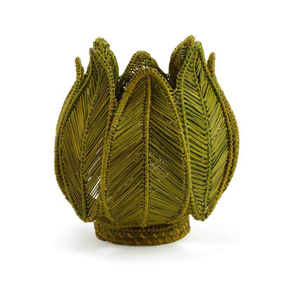 Green Stromanthe Woven Candle Holder