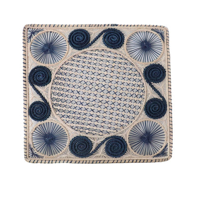 Caracoli Square Handwoven Iraca Placemat with Color Trim