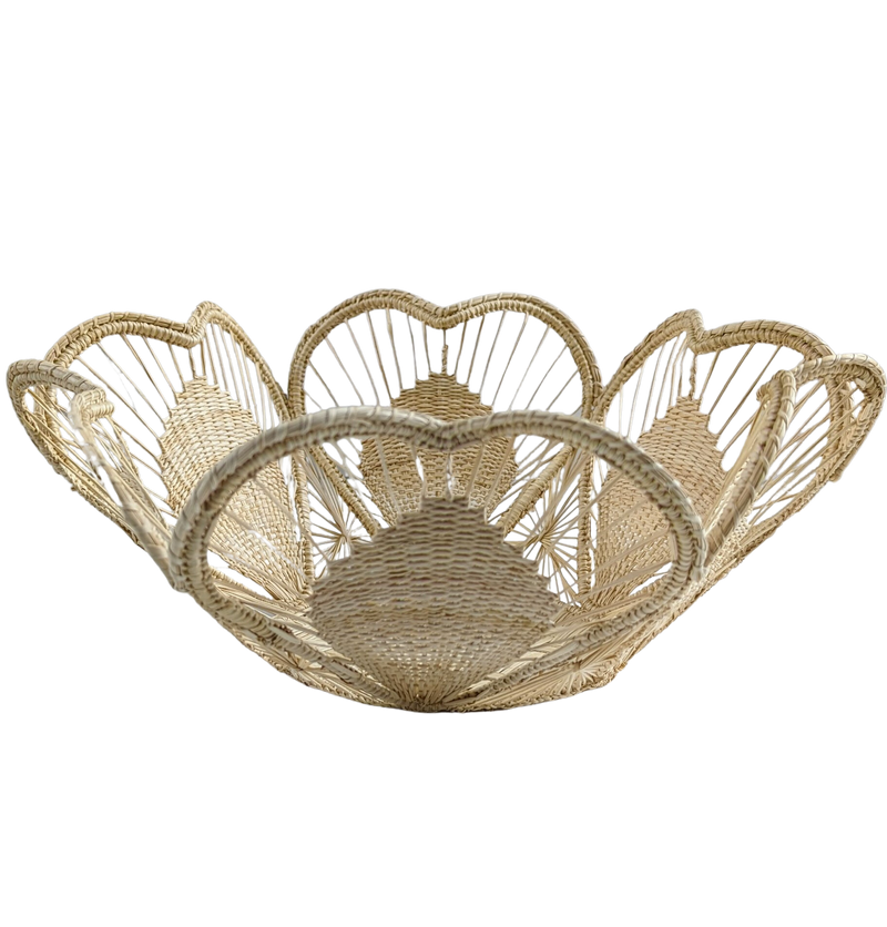 Macondo Forever 10" Handwoven Floral Iraca Bread Basket