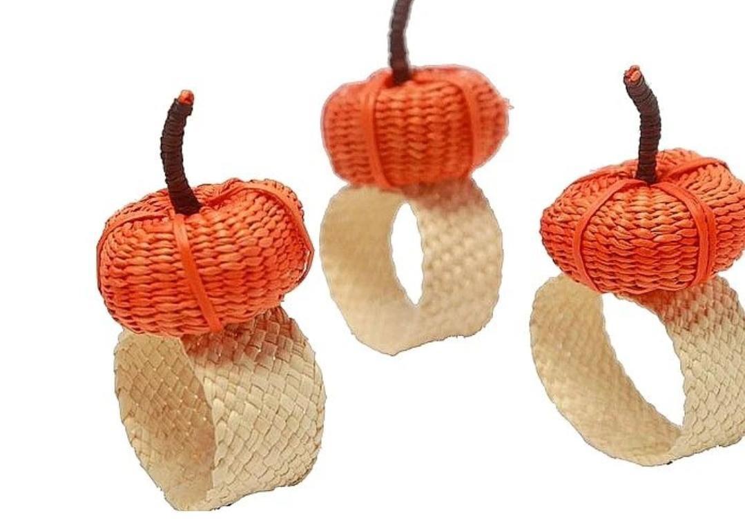 Pumpkin Handwoven Iraca Palm Napkin Ring