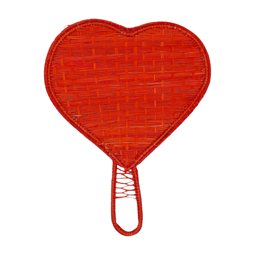 Heart-Shaped Handwoven Iraca Palm Fan