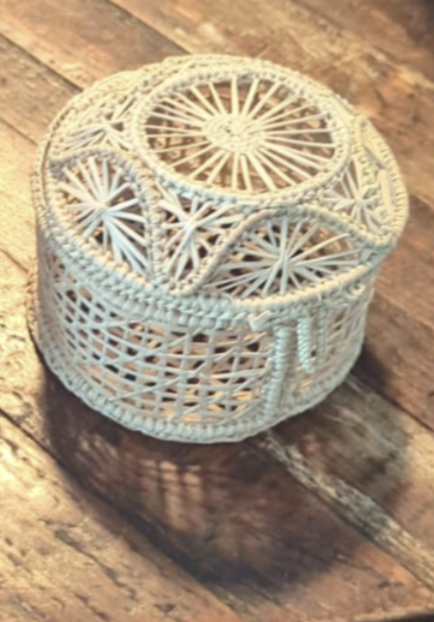 Lattice Iraca Palm Woven Trinket Box