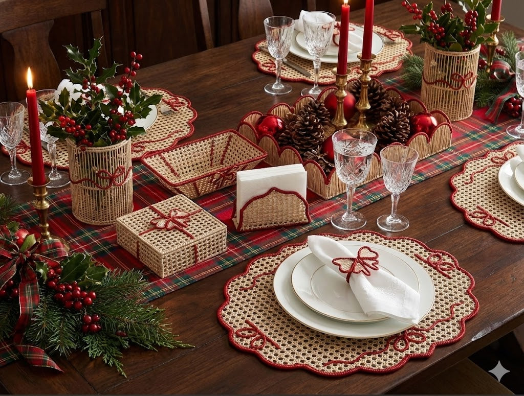 Christmas Joy Square Handwoven Iraca Palm Tray