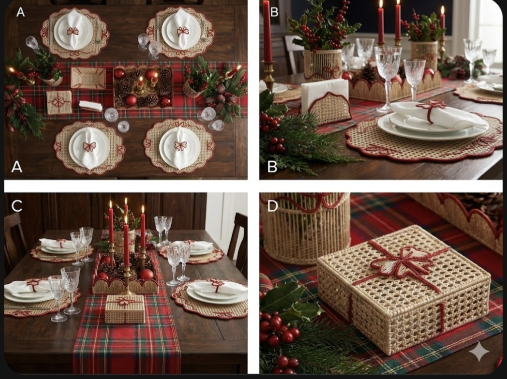 Christmas Joy Square Handwoven Iraca Palm Tray