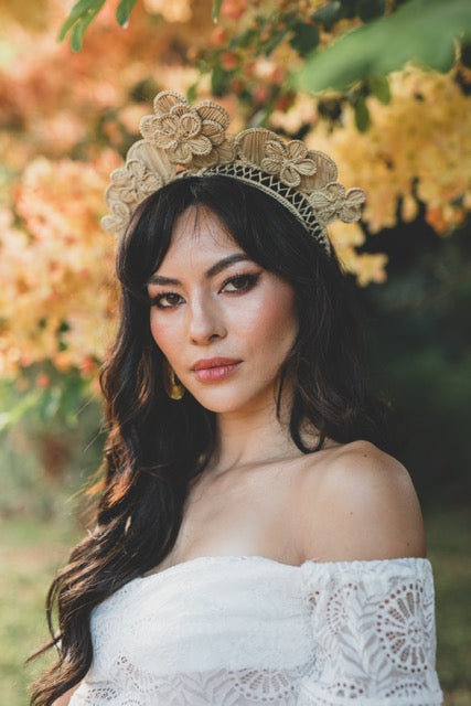Macondo Forever's Plumeria Handwoven Iraca Headpiece